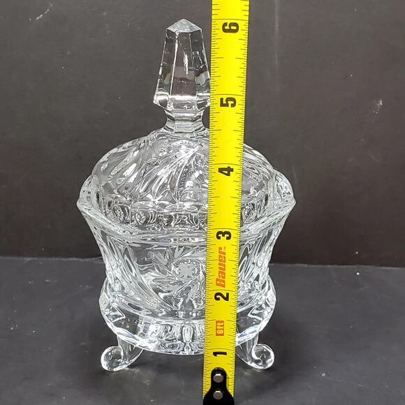 Vtg ABP Leaded Cut Crystal Lid Sugar Bowl Hobstars With Spire and Pinwheel Candy - Picture 6 of 9